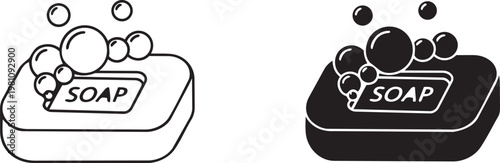 Two bars of soap with bubbles cleaning personal bathroom conditioner exfoliate