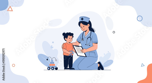 Nurse checks child's arm, medical examination, healthcare, doctor, kid, vaccination, clinic, hospital