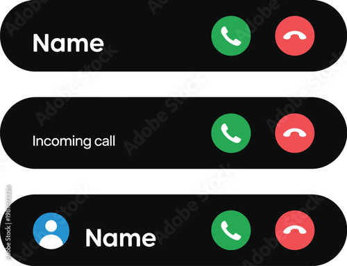 Incoming Call Screen on Smartphone, Mobile Phone Interface with Caller ID, Answer and Decline Buttons, Modern UI Design for Communication, Telephony App, and Digital Interface Illustration