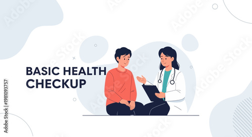 Doctor Consults Patient for Basic Health Checkup - Medical Consultation Illustration