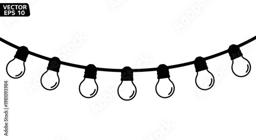 string of vintage Edison bulb lights on black wire for festive decoration