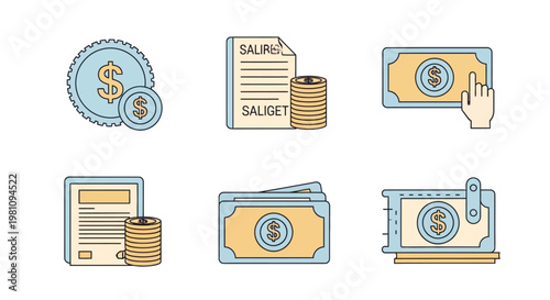 Money cash finance currency icons.