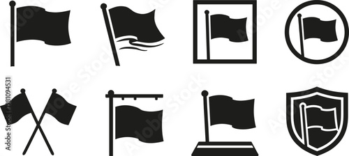 Collection of black and white flag in various flags