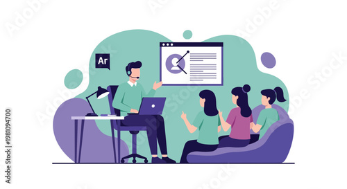 Online Education: Teacher Instructing Students Remotely