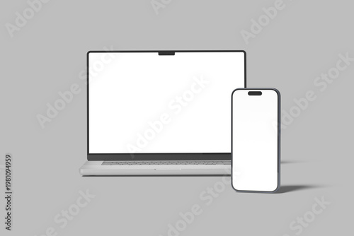 Laptop and Phone Device Blank Mockup