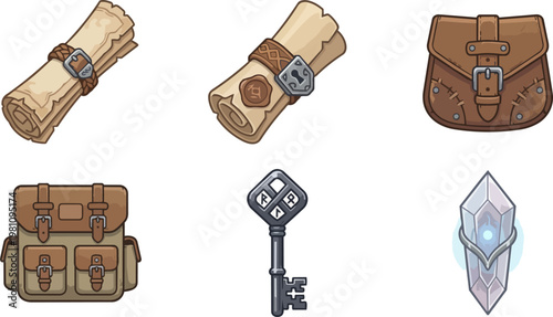 Vintage leather bag and old items.