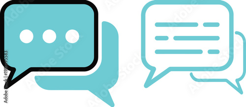 Modern Chat Icons for Digital Communication and Messaging, Conversation Symbols, Messaging App UI Elements, Flat Design Icons for Mobile Apps, Websites, and Social Media Platforms