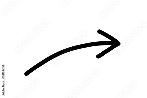  Curve hand drawn black arrow, Simple direction pointer symbol, Marker doodle arrow isolated on transparent background PNG.