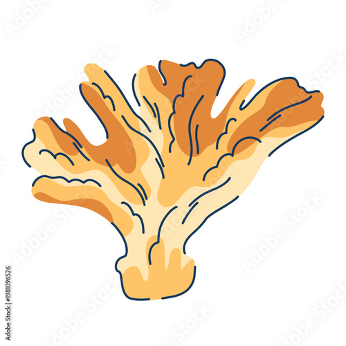 Stylized branched coral in orange tones, a marine organism
