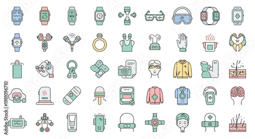 Collection of various technology icons.
