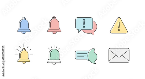 Notification icons and symbols set.