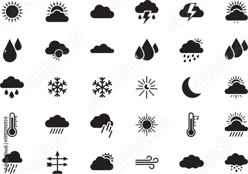 Black and white weather forecast weather forecast symbols