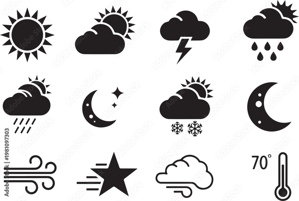 Fototapeta premium Black and white weather forecast weather forecast 