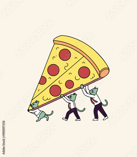 vector art with pizza bites food