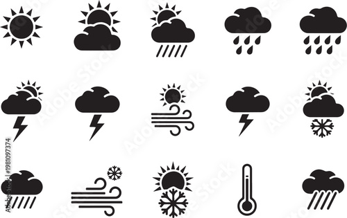Black and white weather forecast weather forecast symbols