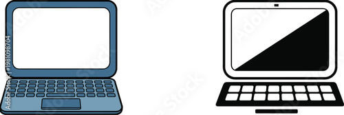 Modern Laptops with Colorful Screens and Sleek Designs, Business and Personal Use Concept, High Tech Devices in Flat Design Style for Productivity, Work, and Digital Lifestyle Illustration