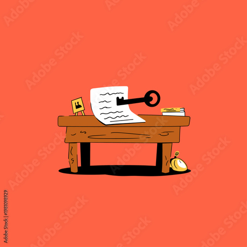 Vintage Key and Personal Treasures Telling a Story of Memory