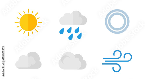 Weather forecast symbols icons set.