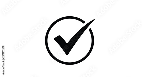 A simple black check mark inside a circle minimalist silhouette