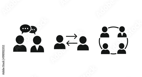 Communication and networking illustrated with black figures a simple silhouette