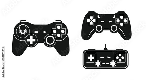 Black game controllers in a minimalist design a striking silhouette