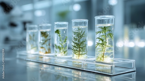 Marijuana Leaves and Plants Samples in Glass Jars for Laboratory