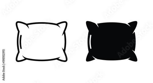 Two pillows one outlined and one solid black shown as a silhouette
