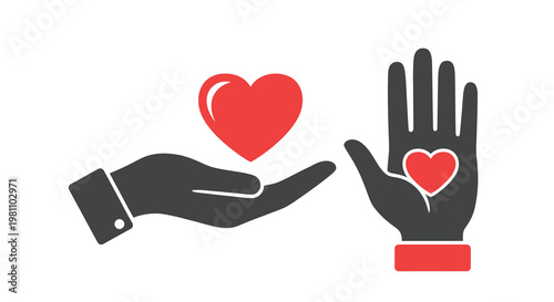 Hands offering and receiving love a symbolic representation silhouette
