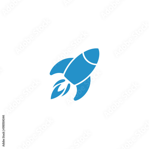 Blue rocket launching with flames symbolizing startup innovation speed progress