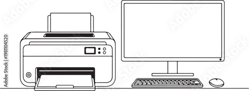 Computer printer and office equipment monitor keyboard mouse