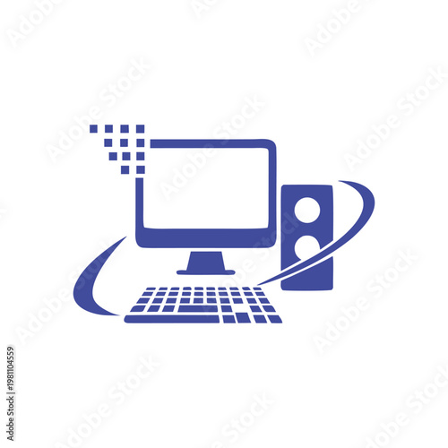 Digital technology logo vector graphic computer service company modern branding icon