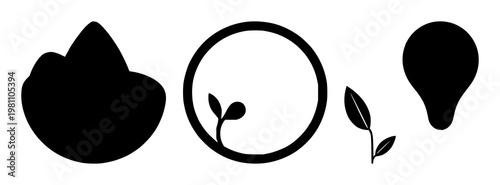 Net zero emission certificate icon set with solid black outline on white background featuring certificate symbol, zero emissions, environmental theme with minimalist design and vector graphics