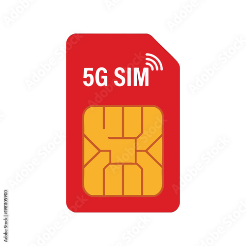 Red 5G SIM Card Illustration