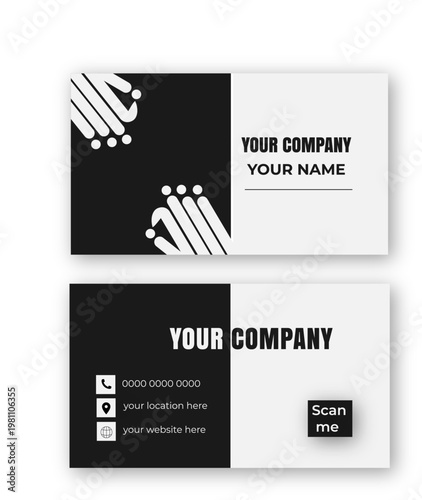 
Modern black and white clean simple business card template