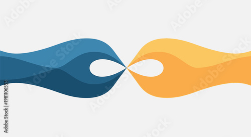 Abstract flowing shapes in blue and orange creating a sense of connection.