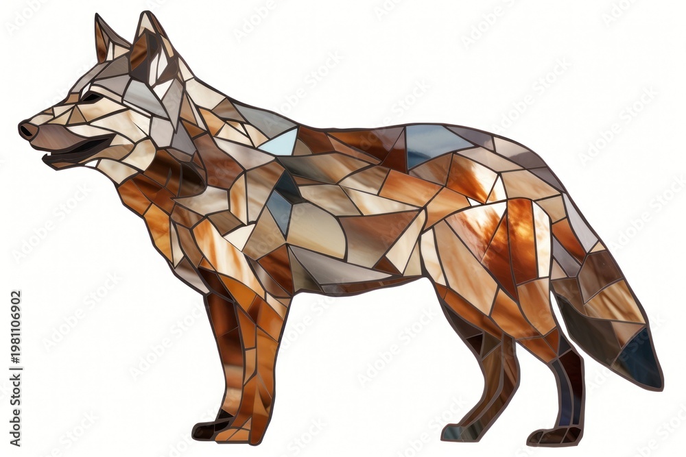Fototapeta premium Mosaic tiles of wolf animal mammal coyote.