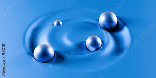 Abstract Blue Spheres Orbit on Light Background, Corporate Fintech Technology Concept