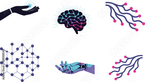 A futuristic illustration of artificial intelligence and neural networks concepts