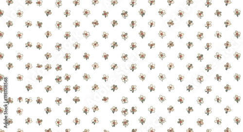 Abstract pattern of small, scattered, dark shapes on a white background.