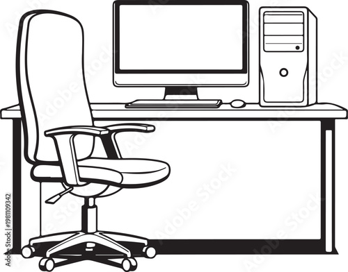 Office workspace with computer and chair desk