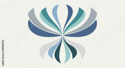 Abstract symmetrical design with flowing organic shapes in cool tones.