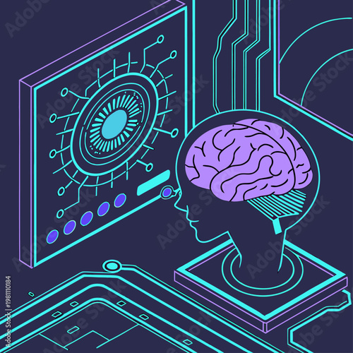 Futuristic Artificial Intelligence Concept Vector