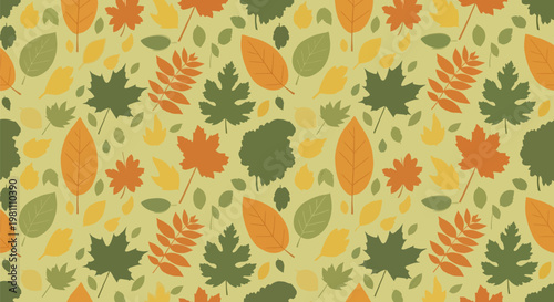 Autumn leaves pattern design with various fall foliage.