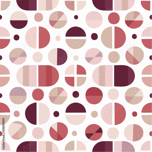 Soft Rounded Geometric Shapes in a Pastel and Neutral Palette - Seamless Nordic Style Pattern