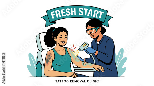 Professional Laser Tattoo Removal Treatment on Female Patient at Medical Skin Clinic