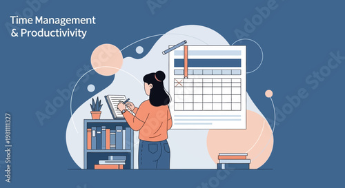 Time Management and Productivity Concept: Woman Planning Schedule