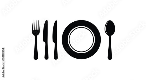 Black flatware and plate arrangement a simple dining setup silhouette