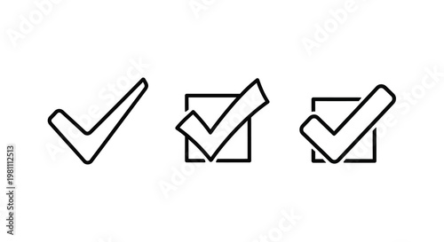 Three checkmark icons in varying styles a simple black silhouette