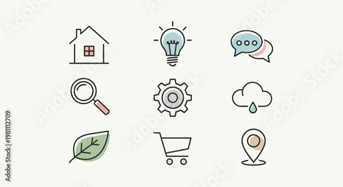 Set Of Hand Drawn Icons For Conceptual Design.