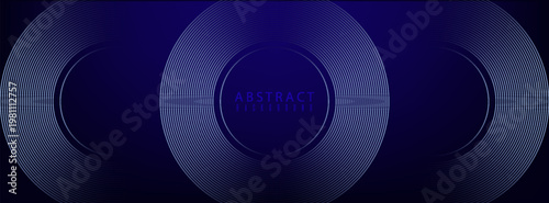 Abstract glowing circle lines on dark blue background. Geometric stripe line art design. Futuristic technology concept. Modern shiny blue lines. suit for bussines, banners